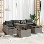 Loungeset 6-delig poly rattan grijs
