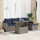Loungeset 6-delig poly rattan acacia grijs