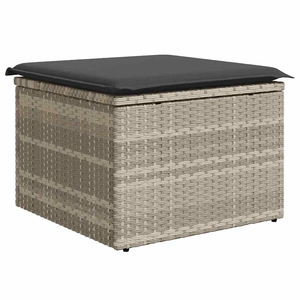6-delige Loungeset met kussens poly rattan lichtgrijs