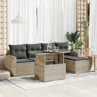 6-piece Lounge Set with cushions poly rattan light grey