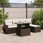 Loungeset 6-delig poly rattan bruin