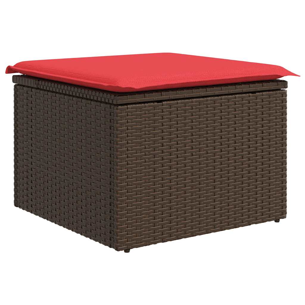 6-delige Loungeset met kussens poly rattan acacia bruin