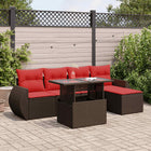 6-piece Lounge Set with Cushions Poly Rattan Acacia Brown