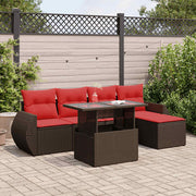 Loungeset 6-delig poly rattan bruin