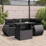 Loungeset 5-delig poly rattan zwart