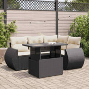 Loungeset 5-delig poly rattan zwart