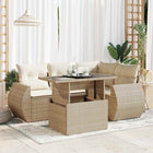 Loungeset 5-delig poly rattan beige