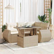 Loungeset 5-delig poly rattan beige