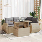 5-piece Loungeset with Cushions Poly Rattan Beige