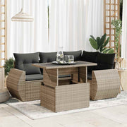 Loungeset 5-delig poly rattan grijs