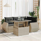 5-piece Lounge Set with cushions poly rattan light gray