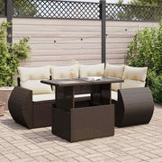 Loungeset poly rattan bruin 5-delig