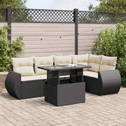 Loungeset 6-delig poly rattan zwart