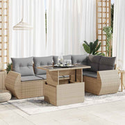 Loungeset 6-delig poly rattan beige