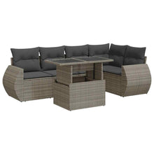 6-delige Loungeset met kussens poly rattan grijs
