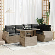 Loungeset 6-delig poly rattan grijs