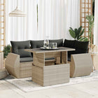 6-piece Lounge Set with cushions poly rattan light grey