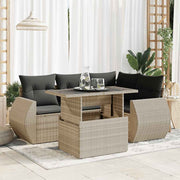 6-piece Lounge Set with cushions poly rattan light grey