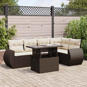 Loungeset 6-delig poly rattan bruin