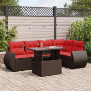 Loungeset 6-delig poly rattan bruin