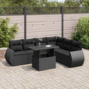 Loungeset 7-delig poly rattan zwart