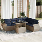 Loungeset 7-delig poly rattan acacia grijs