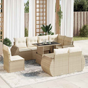 Loungeset 9-delig poly rattan beige