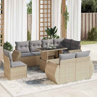 9-delige Loungeset met kussens poly rattan beige