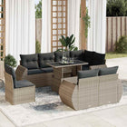 9-delige Loungeset met kussens poly rattan grijs