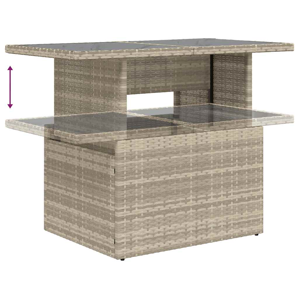 9-delige Loungeset met kussens poly rattan lichtgrijs