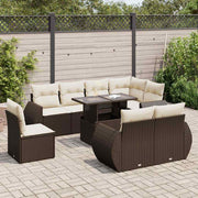 Loungeset 9-delig poly rattan bruin