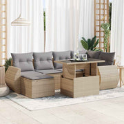 Loungeset 7-delig poly rattan beige