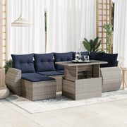 Loungeset 7-delig poly rattan acacia grijs