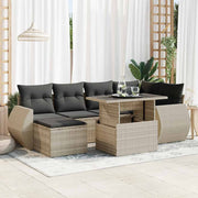 Loungeset 7-delig poly rattan lichtgrijs