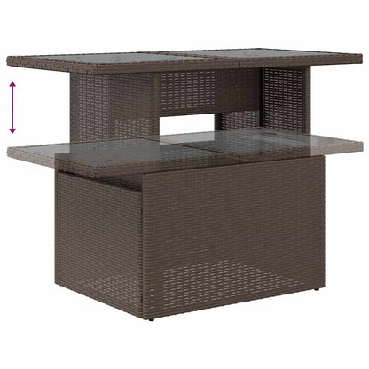 7-delige Loungeset met kussens poly rattan acacia bruin