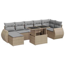 8-delige Loungeset met kussens poly rattan beige