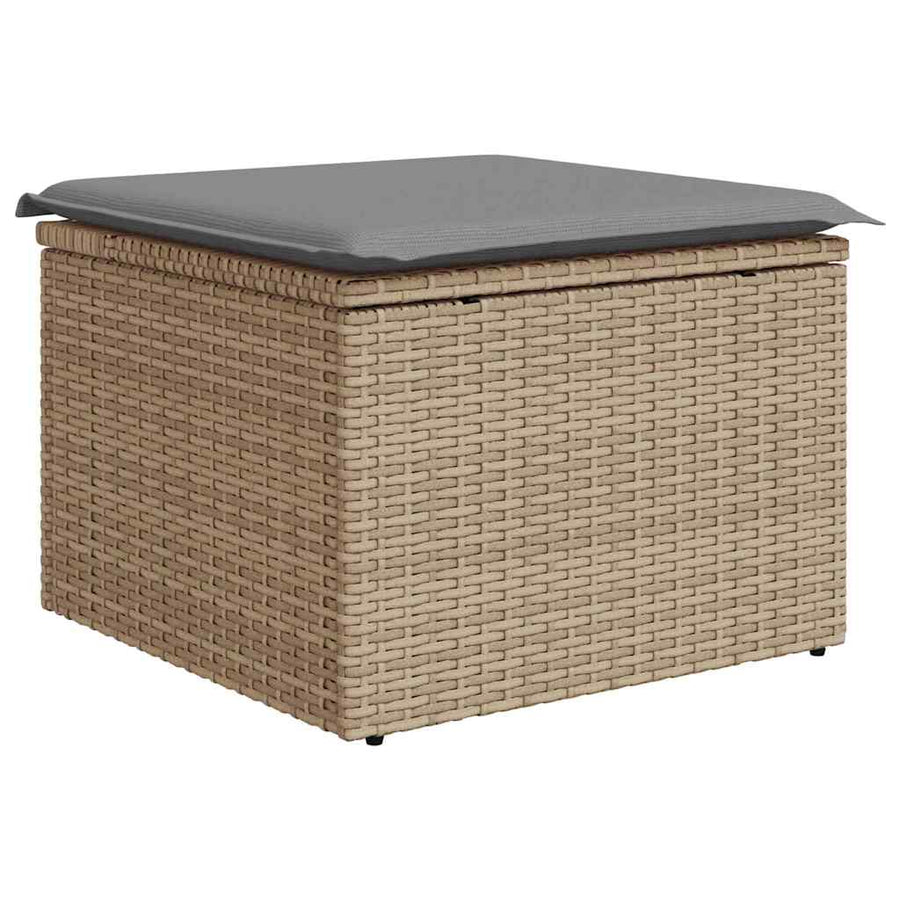 8-delige Loungeset met kussens poly rattan beige