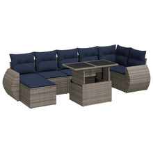 8-delige Loungeset met kussens poly rattan acacia grijs