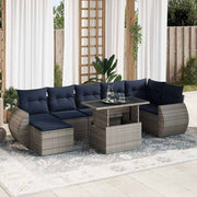 Loungeset 8-delig poly rattan grijs