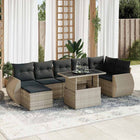 8-delige Loungeset met kussens poly rattan lichtgrijs