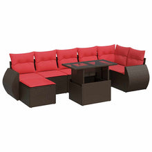8-delige Loungeset met kussens poly rattan acacia bruin