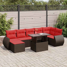 8-delige Loungeset met kussens poly rattan acacia bruin