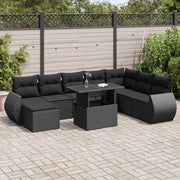 Loungeset 9-delig poly rattan zwart