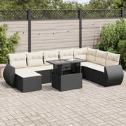 Loungeset 9-delig poly rattan zwart