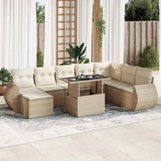 Loungeset 9-delig poly rattan beige