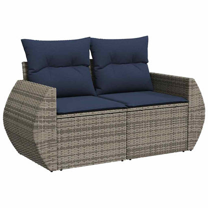 11-delige Loungeset met kussens poly rattan acacia grijs