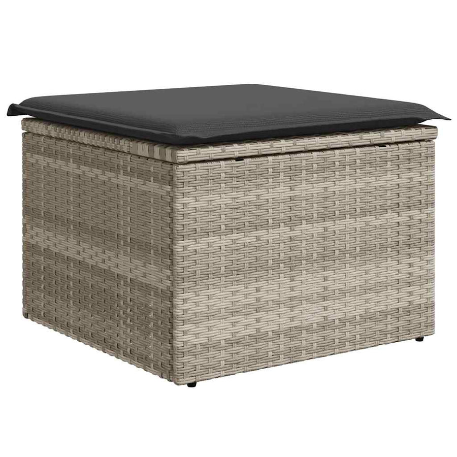 9-delige Loungeset met kussens poly rattan lichtgrijs