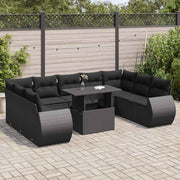 Loungeset 10-delig poly rattan zwart