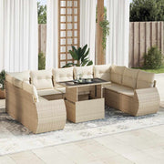 Loungeset poly rattan 10-delig beige