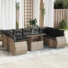 10-delige Loungeset met kussens poly rattan grijs